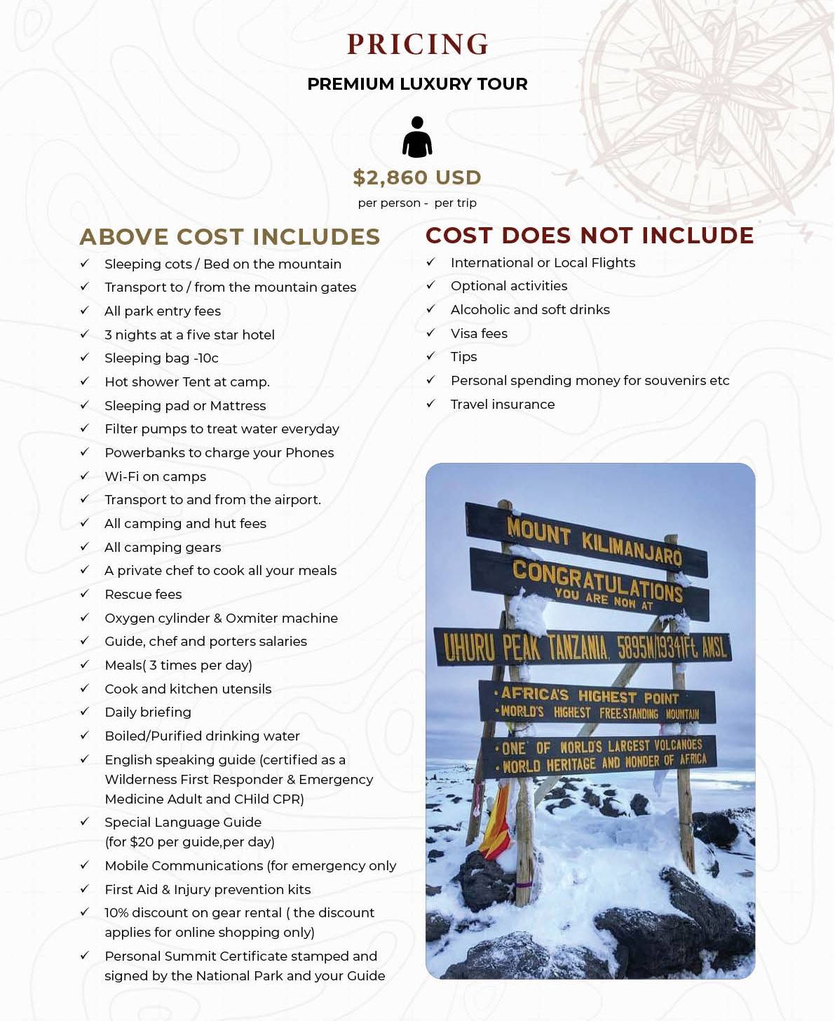 RLAT 6 Day Marangu Luxury Price