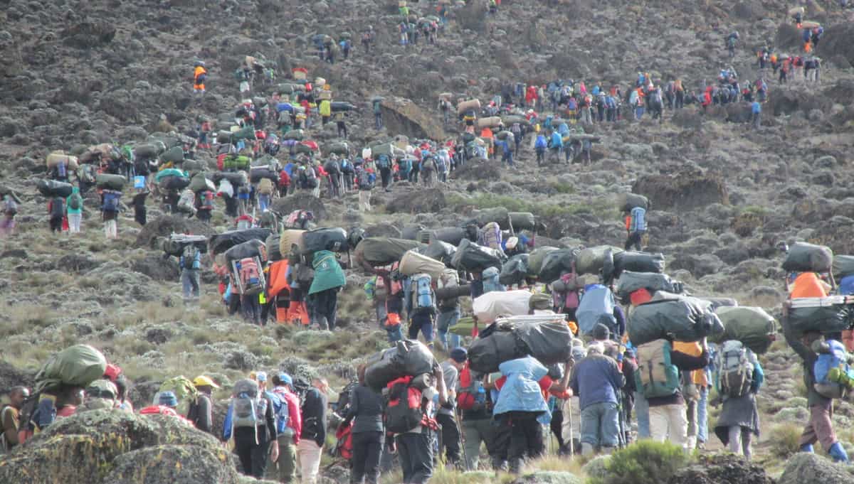 Porters on Mount Kilimanjaro
